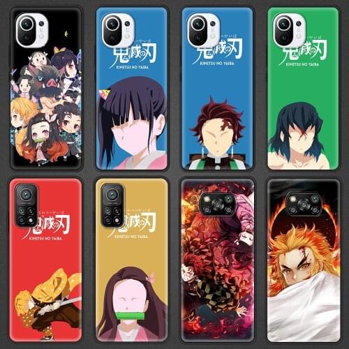 Luxury Shell for Xiaomi Mi Poco X3 NFC F3 F1 M3 9 9T 10 10T Note 10 Lite 11i 11 Ultra Pro Silicone Case Anime Kimetsu No Yaiba
