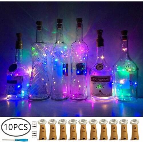 1M Silver Wire Fairy Garland Bottle Stopper for Glass Craft Mini LED string light Wedding Christmas Holiday Decoration 10pcs/lot