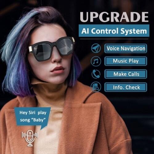 AI smart glass speaker microphone hey siri anti blue light audio music player calls navigation men women bluetooth sunglasses