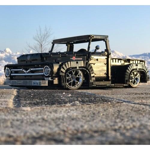 Compatible with Lego Low Lying Sports Car Ford F100 Dual Lithium Battery Dual Monster Assembly Plug-in Toy Parts Kit