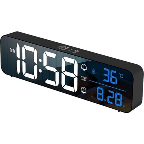 USB Rechargeable LED Digital Alarm Clock Backlight Snooze Mute Desktop Electronic Temperature Display Bedside Music Clocks