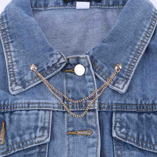 New Fashion Women Stud Shirts Collar Neck Tip Brooch Pin Chain Tassels Punk Gothic For Women Men Suit Accessories