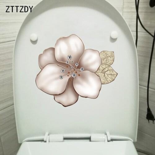 ZTTZDY 20.5*18.1CM Creative Diamond Flower Girl Bedroom Wall Decal WC Toilet Sticker Home Decor T2-0136