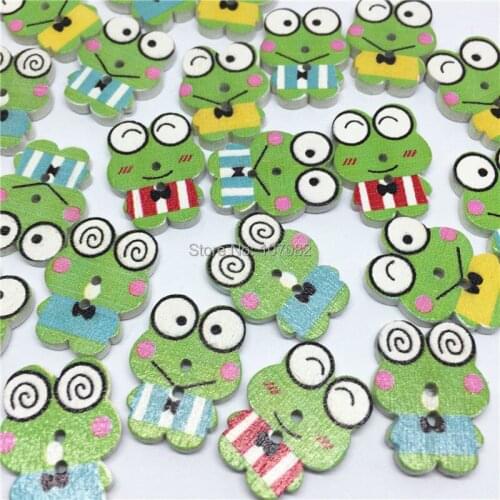 1000pcs 22X18mm Green Frog Wood Buttons Sewing Accessories Embellishments Cartoon Button For Scrapbooking