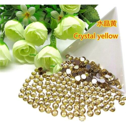 Non Hot Fix Rhinestone SS3 (1.3-1.4mm) Crystal Yellow 3D Nails Rhinestones 1440pcs/bag glass Strass For Nail Art