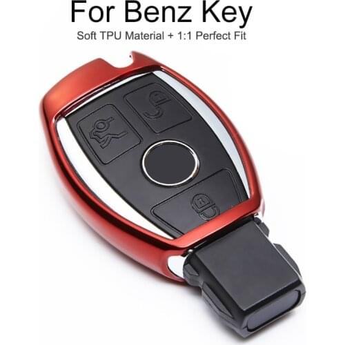 6 Colors TPU Car Key Cover Case For Mercedes Benz W203 W204 W202 W124 W212 W211 CLA AMG GLA CLK Key Chain Ring Shell Accessories