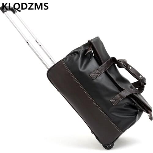 KLQDZMS 20’’24 Inch PU Portable Detachable Trolley Suitcase Women Spinner Rolling Luggage Mens Casual Handbag Wheeled Suitcase