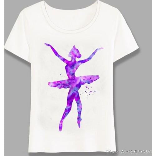 Charismatic Aqua Ballerina T-Shirt Summer Cute Women Short Sleeve Funny Novelty Design Girl Tops Fashion Ladies Casual Harajuku