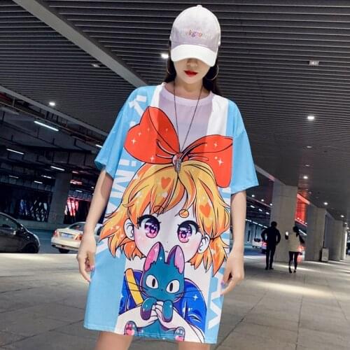 Kawaii Print T-Shirt Female Harajuku Cute Sweet Girl Summer Ventilation Mesh Quick-Drying Short-Sleeved Tees Casual Woman Tshirt