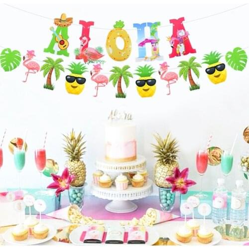 Hawaii Party Luau Tableware Flamingo Decor Pineapple Coconut Cup Cake Inserts Wedding Birthday Summer Hawaiian Party Decoration