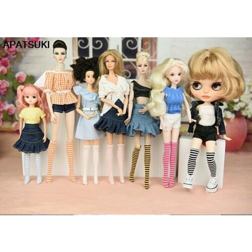 Zebra Stripe Leg Warmers Long Socks for Barbie Doll Accessories Middle Tube Sock for Blythe Doll Stocking 1/6 BJD Doll DIY Toys