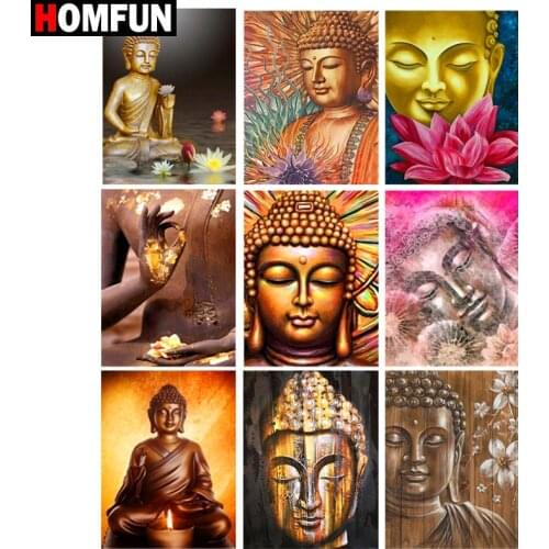 HOMFUN Rhinestone Painting Crystal Decor Diy Diamond Painting "Religion buddha" 3D Cross Stitch Pattern Diamond Embroidery