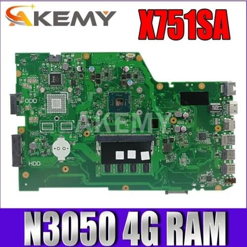 Laptop motherboard For ASUS X751SA REV.2.0 Mainboard Core SR2KN Celeron N3050 4G RAM DDR3