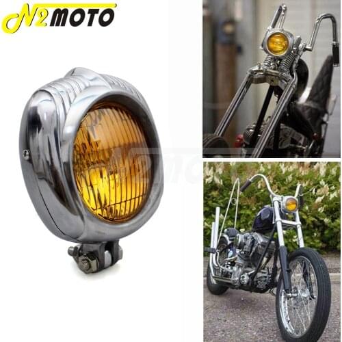 Motorcycle Vintage Headlight For Harley Honda Cafe Racer Custom Bobber Chopper Polish Sealed Beam Electroline Retro Headlight