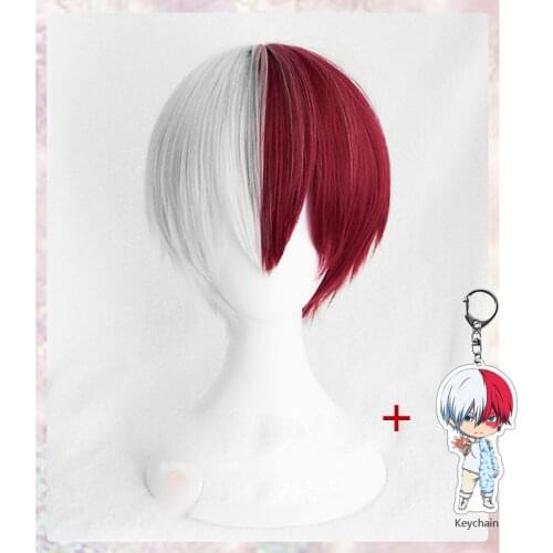 My Hero Academia Boku no Hiro Akademia Shoto Todoroki Shouto White And Red Cosplay Wig+Wig Cap