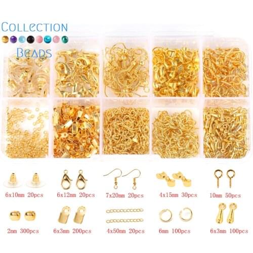 Alloy Accessories Kit Jewelry Making Findings Tools Clip buckle Lobster Clasp Open Jump Rings Earring Hook Supplies Set