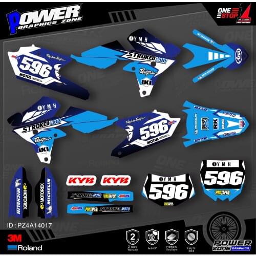 PowerZone Custom Team Graphics Backgrounds Decals 3M Stickers Kit For YAMAHA 14-18 YZ250F 15-18 YZ250FX WRF250 14-17 YZ450F 017