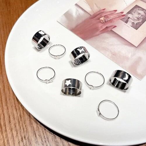 DZOT Variety of Creative Womens Mens Couple Set Rings Wedding Engagement Friendship Party Daily Fashion All-match Jewelry