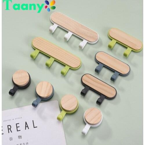 Wall Wood Clothes Hanger Wall Mounted Coat Hook Key Holder Hat Scarf Sundries Handbag Home Decor Storage Rack Behind Door Hook