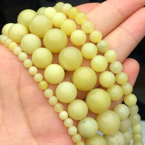 Natural Lemon Yellow Jades Stone Beaded Round Loose Spacer Beads For Jewelry Making Handmade DIY Bracelet Accessories 1 Strand