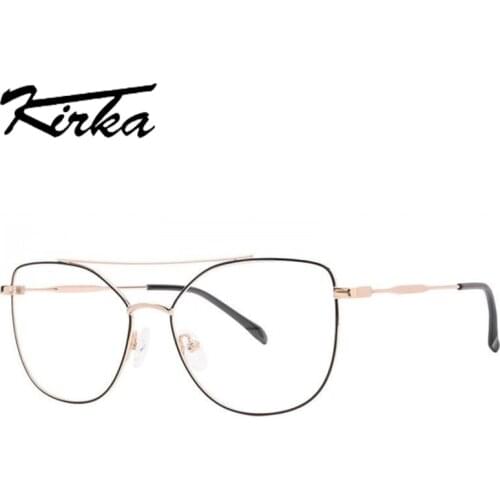 Kirka Female The Rivet Fashion Metal Glasses Frame Retro Round Woman Reading Glass Frame Clear Lens Computer Eyewear Eyeglasses