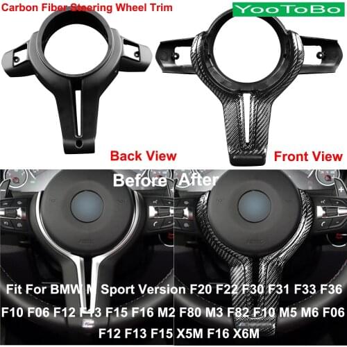 Car Carbon Fiber Steering Wheel Trim Base Cover Sticker For BMW F20 F22 F30 F10 F12 X5 F15 X6 F16 M2 M3 M4 M5 M6 F80 F82 X5M X6M