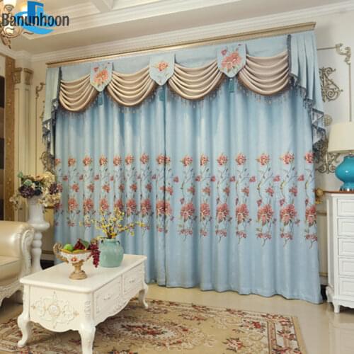 Blackout Thick Curtains For Living Room Faux Blinds Bedroom Elegant Embroidered Voile Window Drape (without Valance)