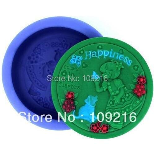 Wholesale!!1pcs Little Girl with Happiness (R1127) Silicone Handmade Soap Mold Crafts DIY Mold