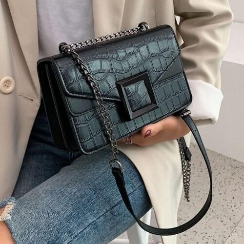 Abay Stone Pattern PU Leather Crossbody Bags For Women 2021 Small Shoulder Simple Bag Female Luxury Chain Handbags and Purses