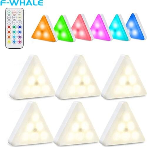 LED Night Light Remote Control Triangle Under Cabinet Light Touch Puzzle Lamp LED Closet Light for Bedroom Kitchen Cabinet Light