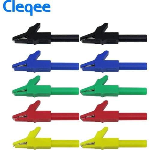 YPioneer 10PCS Insulated Alligator Crocodile Clips with 4mm Banana Jack Socket 300V 15A for Multimeter Electrical Testing