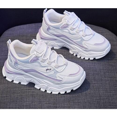 2021 Spring New Women Casual Sport Shoes Girl Street Fashion Mesh Leather Patchwork Comfortable Sneakers Cool Trainers 3 Colors