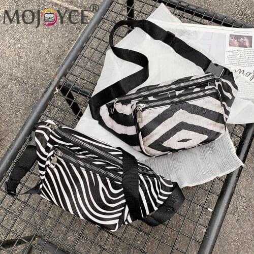 Women Stylish Animal Printing Messenger Bags Women Casual PU Leather Canvas Waist Packs Zipper Single Strap Chest Bags
