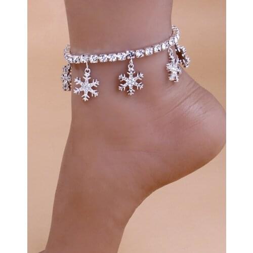 Stonefans Fashion Ankle Leg Snowflake Anklet Bracelet for Women Wholesale Crystal Chain Cute Charm Bohemian Anklet Jewelry Gifts