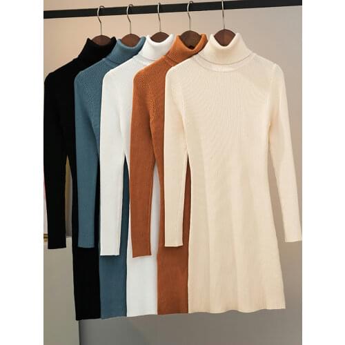 AOSSVIAO 2021 Autumn Winte Vintage Knitted Dress Women Casual Long Sleeve Bodycon Short Dresses Ladies Elegant Fashion Party