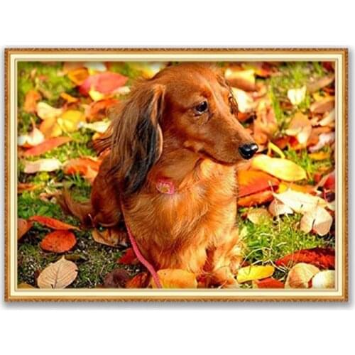 Animal Dog Dachshund DIY Cross Stitch 11CT Embroidery Kits Needlework Craft Set Printed Canvas Cotton Thread Home Decoration