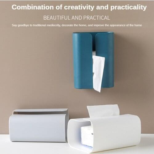 1 Pc Multifunctional Toilet Paper Dispenser Wall Hanging Paper Tissue Box Holder Waterproof Punch-free Toilet Tissue Tray