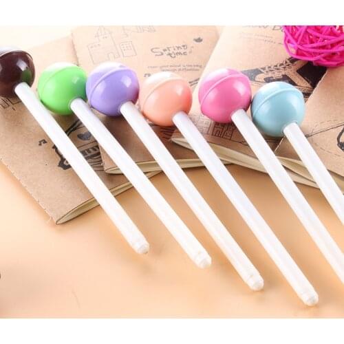 120 Pcs Korean Stationery Lovely Fresh Candy Color Black Pen Lollipop Neutral Pen Personality Germination Stationery Gift