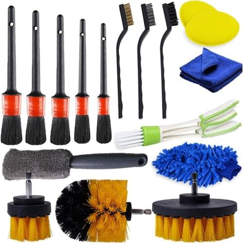 17Pcs Car Cleaning Brush Detailing Brush Set Dirt Dust Clean Brushes for Car Interior Exterior Leather Air Vents Clean Tools