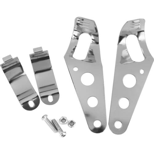 2 Motorcycle Custom Fork Head Lamp Headlight Mount Bracket 35mm-43mm Silver