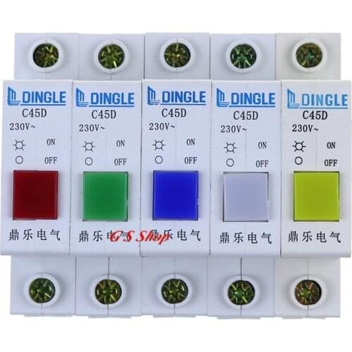 2017 NEW good DZ47 type C45 DIN-Rail Mounting circuit breaker indic ator light 230V red yellow green white blue