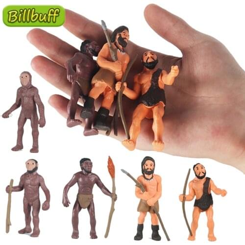 5pcs/lot Smulation Human Evolution Model Primitive Figurine Growth Cycle Human Action Figures Educational toys for children Gift