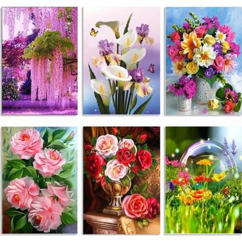5D Diamond Painting Butterfly Flower Pink Willow Sunflower Rose Orchid Embroidery Cross Stitch Home Furnishing Decoration Rp038