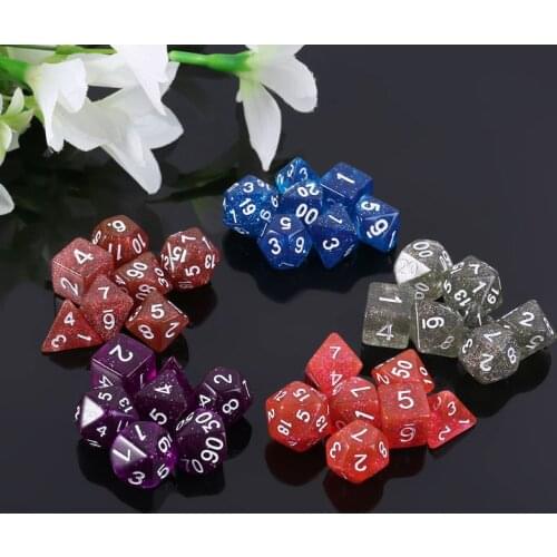 7pcs Sided Dice D4 D6 D8 D10 D12 D20 Dungeons & Dragon D&D RPG Poly Table Board Game Set
