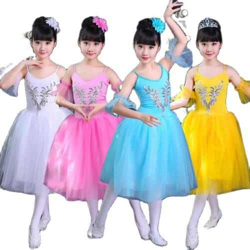 Childrens costumes, little swan dance skirts, girls' ballet skirts, white gauze skirts, ballet suspenders, tutu