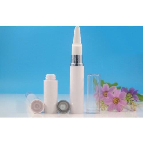 10ML white Plastic Airless Bottle silver Long Press Pump Clear lid Lotion/Emulsion/Eye Serum/Essence Skin Care Cosmetic Packing
