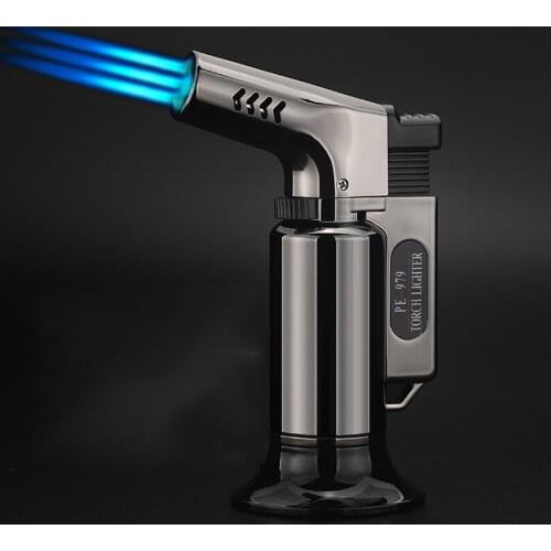 Big Firepower Blue Flame Creative Spray Gun Welding Torch Metal Lighter Butane Welding Torch Windproof Multifunctional Lighte