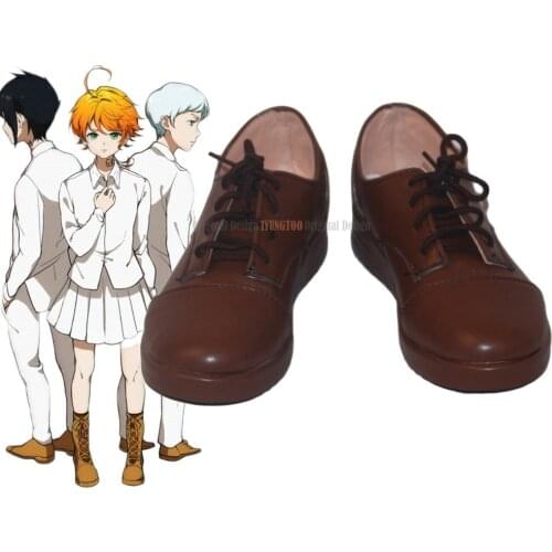 Neverland 2019 Norman Isabella Ray Shoes Cosplay The Promised Neverland Isabella Ray Norman Cosplay Shoes Brown Boots CustomMade