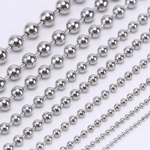 10M 1.5/2/2.4/3mm Stainless Steel Beaded Ball Chain Bulk Jewelry Making Findings Chains Diy Keychain Necklace Fashion Wholesale