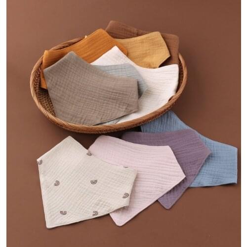 Baby Infant Cotton Bib Newborn Solid Color Triangle Scarf Feeding Saliva Towel Bandana Burp Cloth Boys Girls Shower Gift